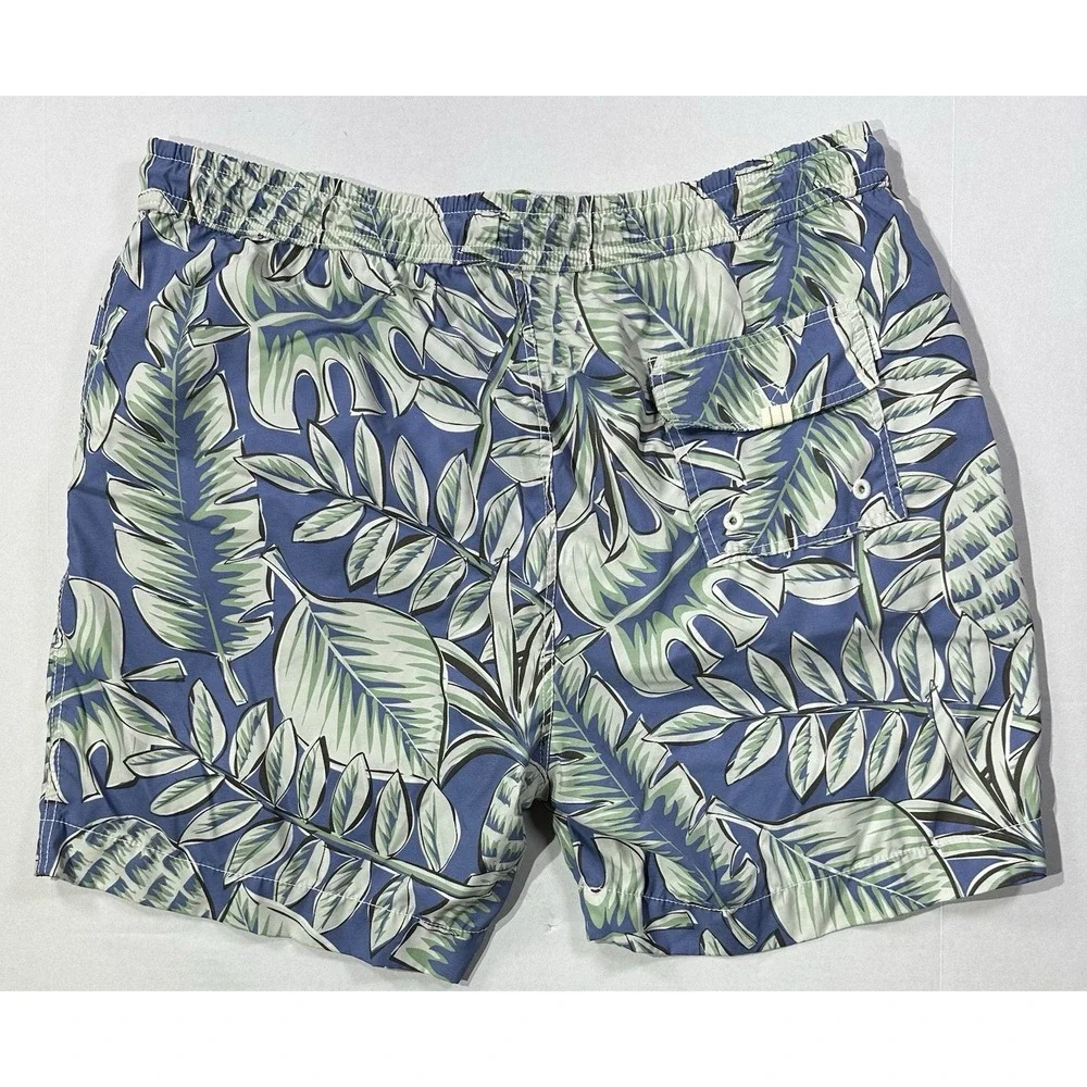 Tommy Bahama Men's XL‎ Swim Trunks Blue Tropical Leaf Print Board Shorts